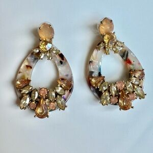 Elegant Gold and Cream Statement Earrings